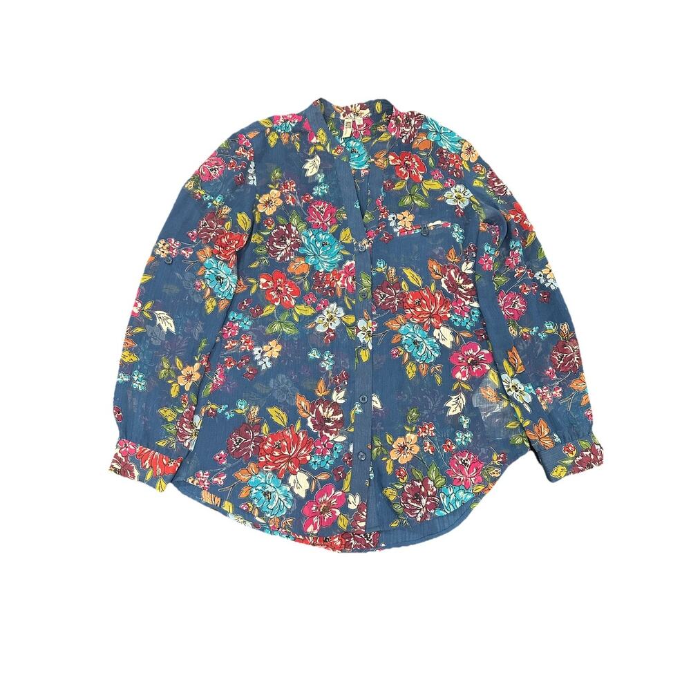 Kut From The Kloth Multicolor Floral Sheer Button Front Shirt Size X-small